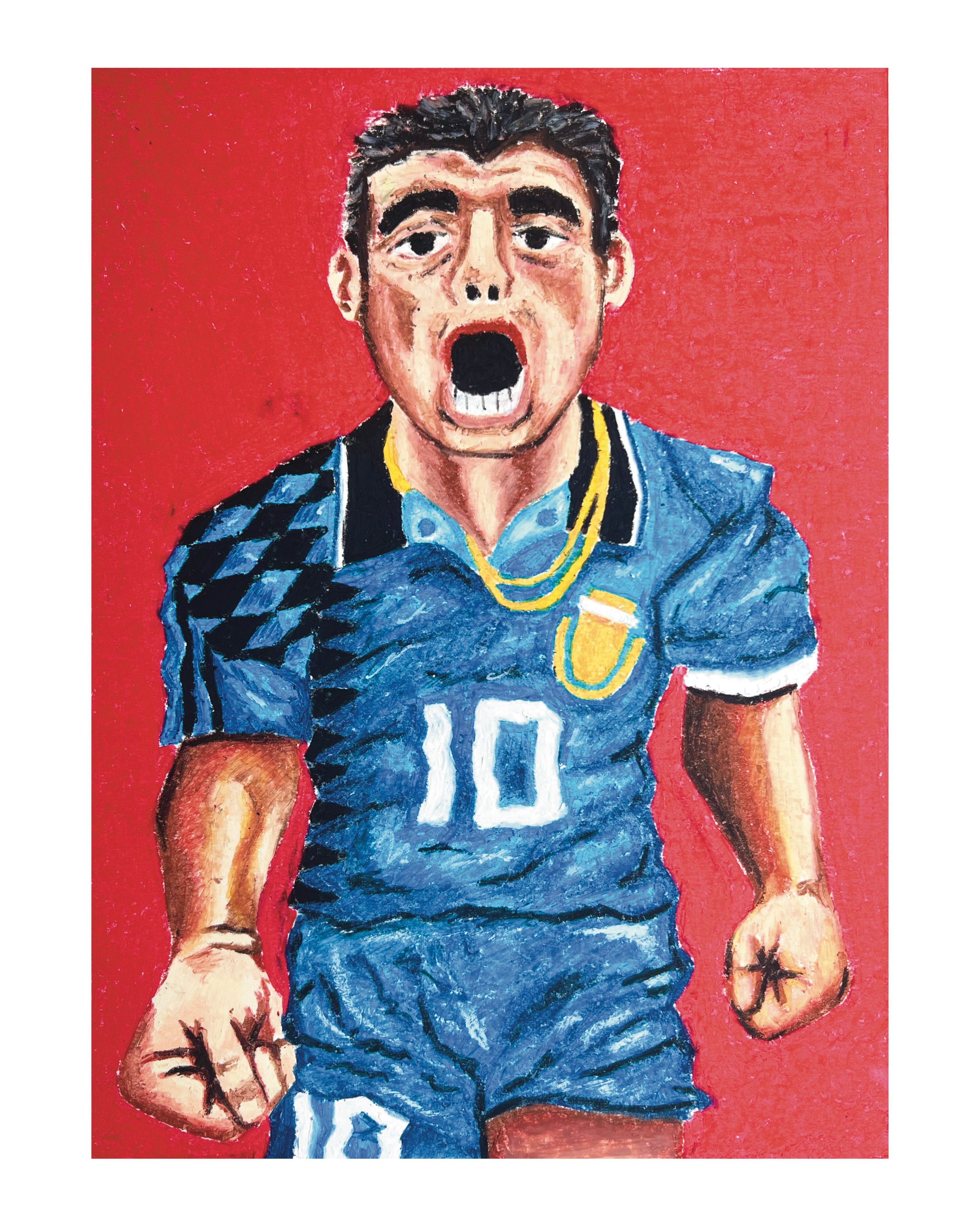 Maradona oil pastel print